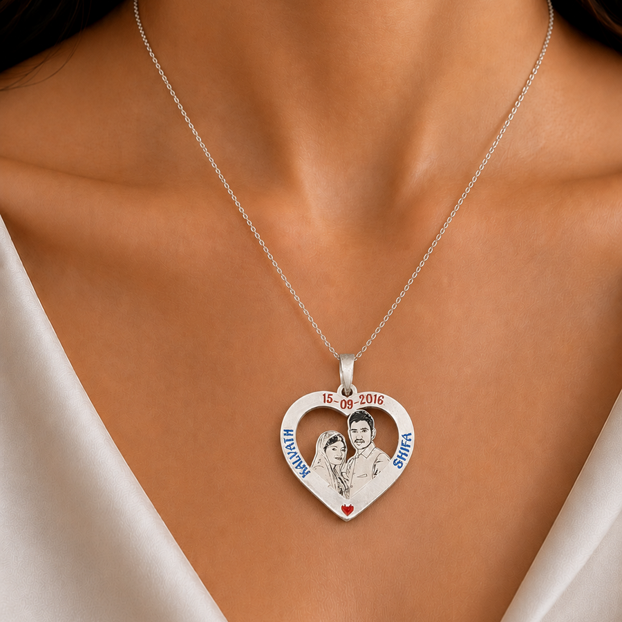 Heart Photo Pendant with Details