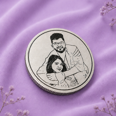 Colored Photo Engraved  Silver Coin
