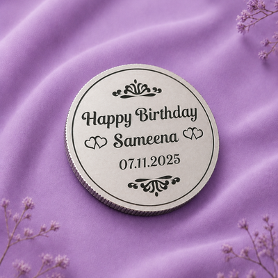 Colored Photo Engraved  Silver Coin