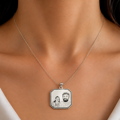 Personalized Octagonal Shape Photo Pendant