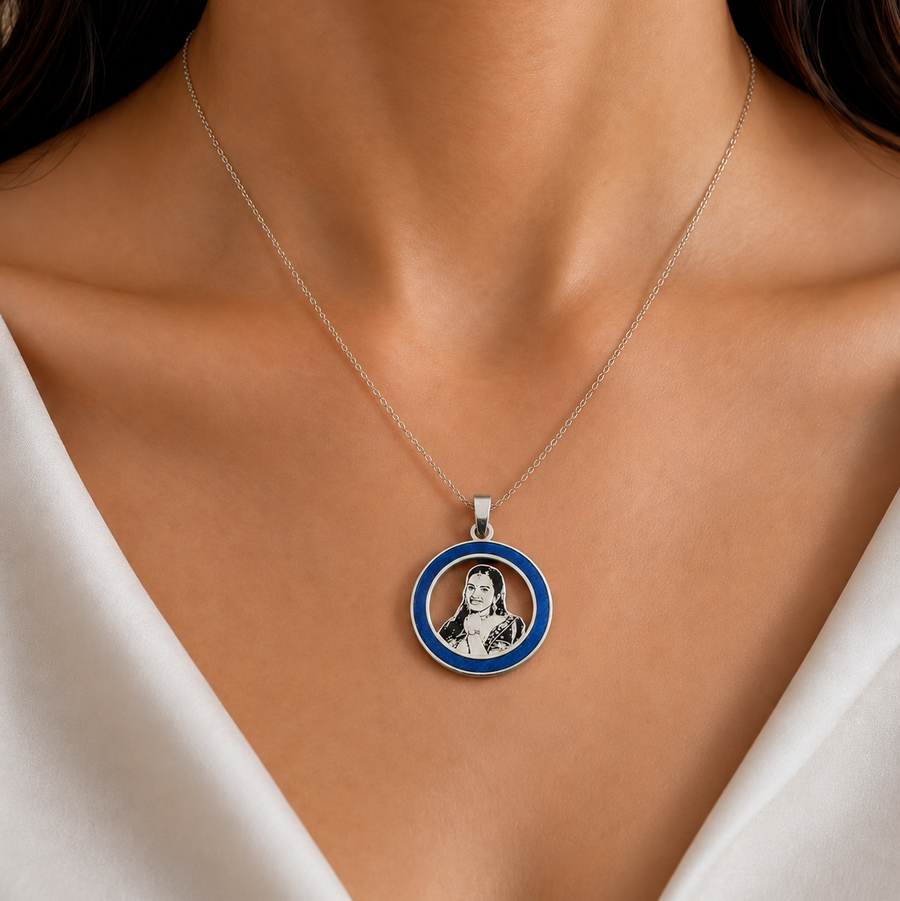 Colored Round Photo Pendant