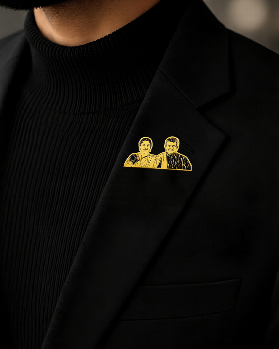 Face Engraved Brooch Pin