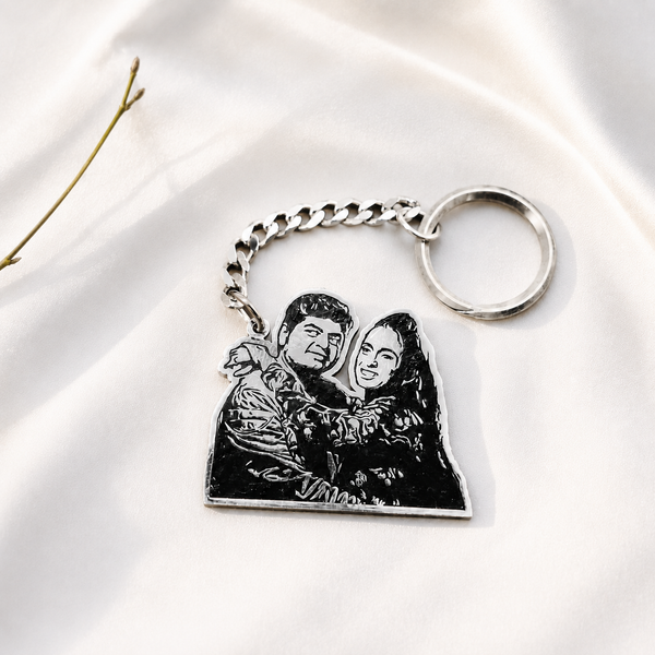 Half size Couple Photo Keychain
