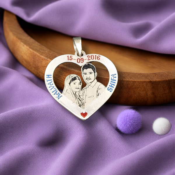 Heart Photo Pendant with Details