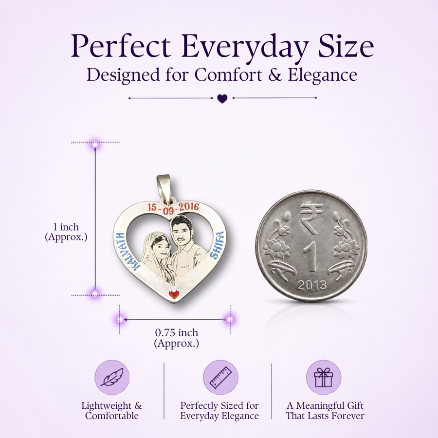 Heart Photo Pendant with Details