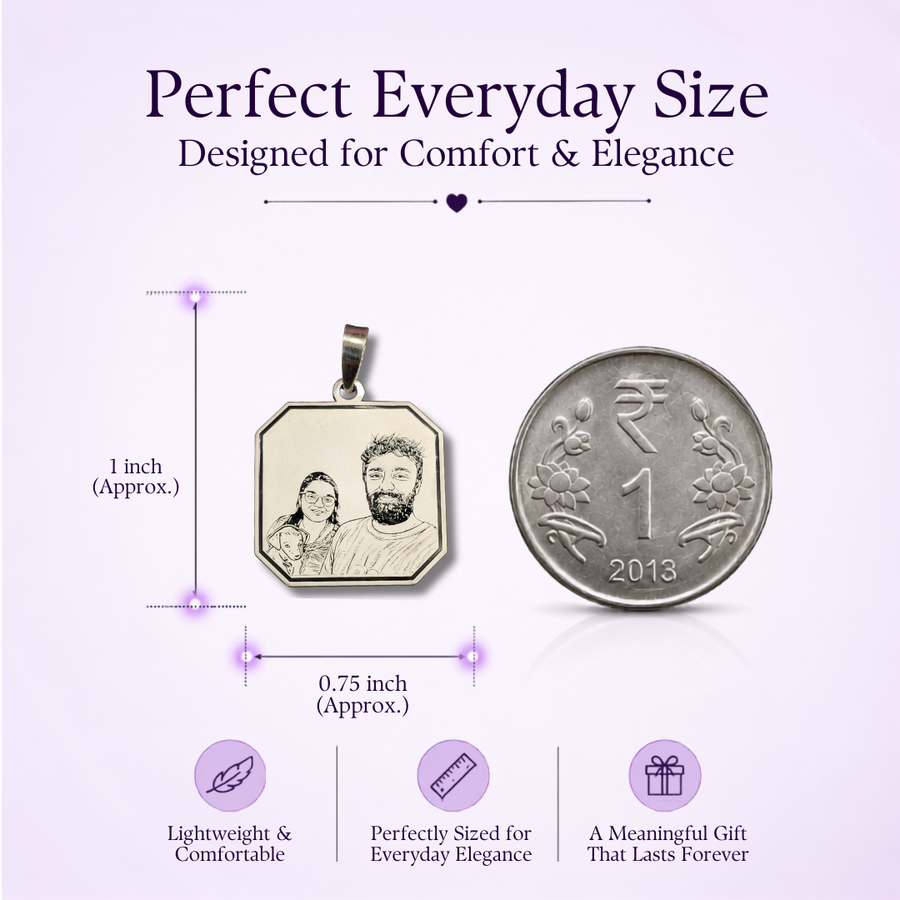 Personalized Octagonal Shape Photo Pendant