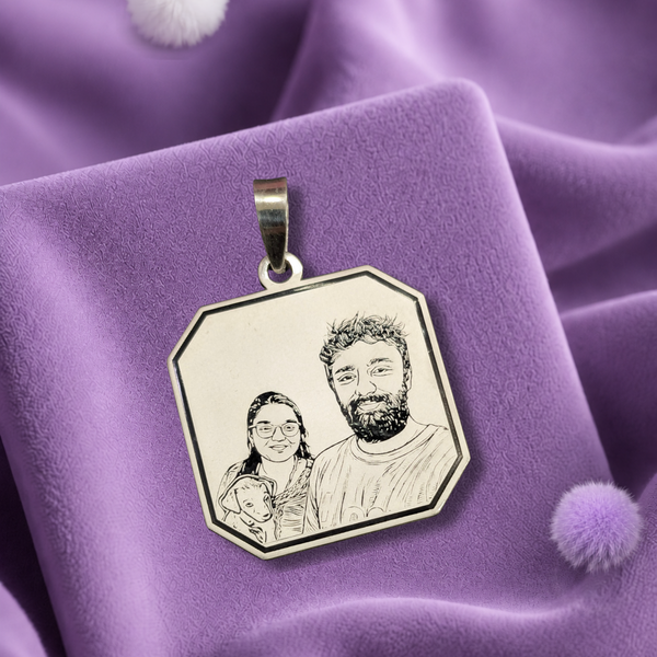 Octagonal Shape Photo Pendant