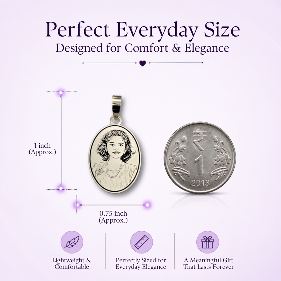 Vertical Oval Shape Photo Pendant