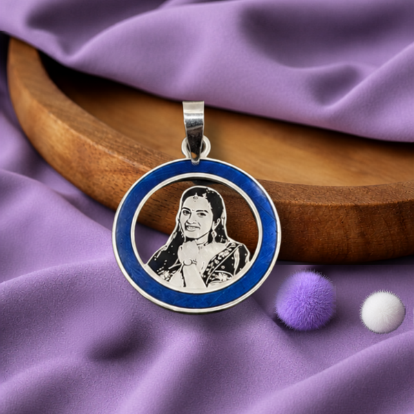 Colored Round Photo Pendant